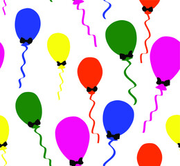 Abstract Hand Drawing Colorful Balloons Repeating Vector Pattern Isolated Background