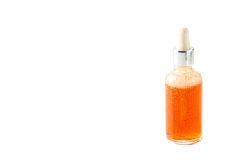 Bio Serum  in glass bottle  on white background. Natural Skin care  concept.