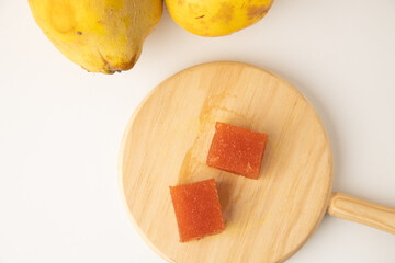 quince fruit on white background