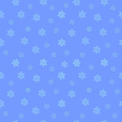seamless background with snowflakes falling, blue colors, vector drawing