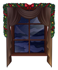 Christmas window isolated on white