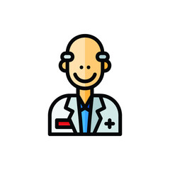 Doctor, Professor, Scientist Icon Logo Illustration Vector Isolated. Avatar, Character, and Profession Icon-Set. Suitable for Web Design, Logo, App, and UI. Editable Stroke and Pixel Perfect. EPS 10.