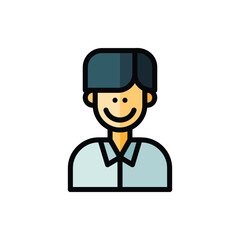 Man, Boy, Employee Icon Logo Illustration Vector Isolated. Avatar, Character, and Profession Icon-Set. Suitable for Web Design, Logo, App, and UI. Editable Stroke and Pixel Perfect. EPS 10.
