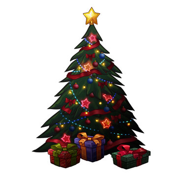 Christmas tree with presents Stock Vector | Adobe Stock