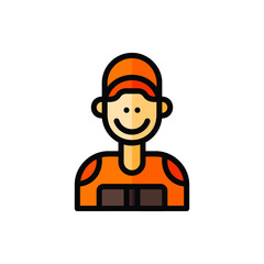 Delivery Man, Postman Icon Logo Illustration Vector Isolated. Avatar, Character, and Professions Icon-Set. Suitable for Web Design, Logo, App, and UI. Editable Stroke and Pixel Perfect. EPS 10.