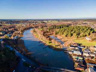 Aerial view of Old town of Porvoo in Finland.	