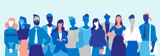 Gruppo di personaggi maschili e femminili	