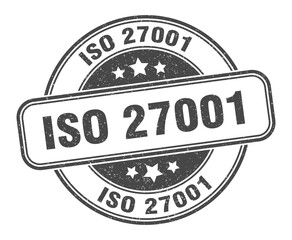 iso 27001 stamp. iso 27001 label. round grunge sign