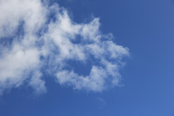 Obraz premium 爽やかな青空と白い雲 (魚の横顔のように見える)