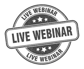 live webinar stamp. live webinar label. round grunge sign