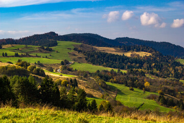 Lesnicke sedlo in autumn. Pieniny Mountains, Slovakia.