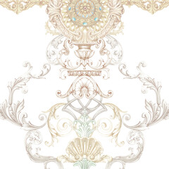 Decorated with elegant and luxurious patterns. Rococo, Baroque style, retro elements, invitation cards, textiles, wrapping paper and fabric design.