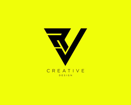Creative and Minimalist Letter RV Logo Design Using letters R and V , RV Monogram