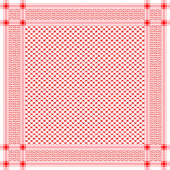 Classical keffiyeh vector pattern. Traditional Middle Eastern headdress. Arabic cotton scarf with houndstooth print and geometric motifs.