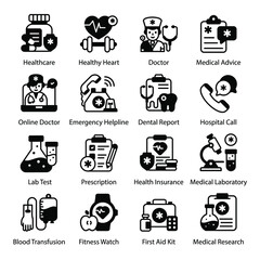 
Pack of Medical Solid Icons 

