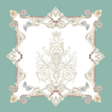 Decorated with elegant and luxurious patterns. Rococo, Baroque style, retro elements, invitation cards, textiles, wrapping paper and fabric design.
