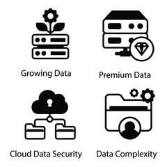 
Pack of Unique Filled Icons of Data Storage
