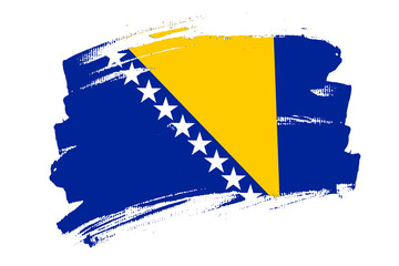 Flag of the Bosnia and Herzegovina.  Bosnia banner brush concept. Horizontal vector Illustration isolated on white background. 