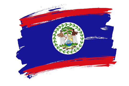 Flag of the Belize.  Belize banner brush concept. Horizontal vector Illustration isolated on white background. 