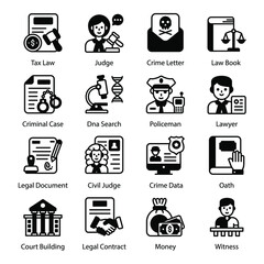 Pack of Jurisprudence Solid Icons 
