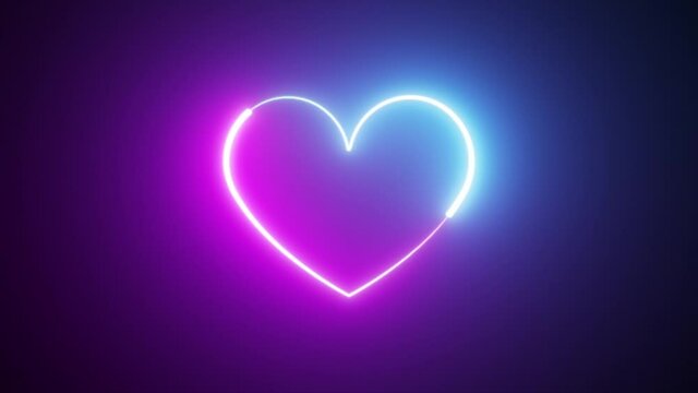 Glowing, colorful Bi Color neon heart Romantic Party Background
