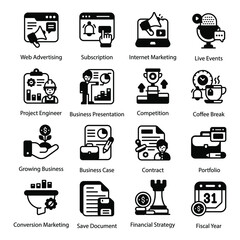
Digital Marketing and Business Infographics Glyph Icons 
