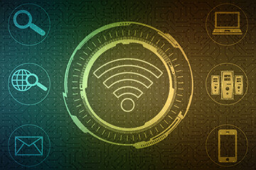 Obraz premium 2d illustration WIFI symbol sign, WIFI Internet Network Connection Background, Wireless network connection background