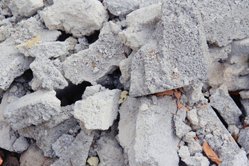 Concrete waste, trash on construction site.