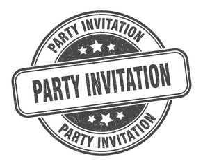 party invitation stamp. party invitation label. round grunge sign