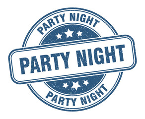 party night stamp. party night label. round grunge sign