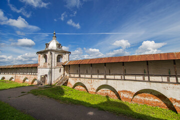 Fototapeta na wymiar Types Of Pereslavl-Zalessky. Pereslavl-Zalessky state historical, architectural and art Museum-reserve. Goritsky monastery. Belfry.