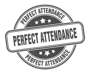 perfect attendance stamp. perfect attendance label. round grunge sign