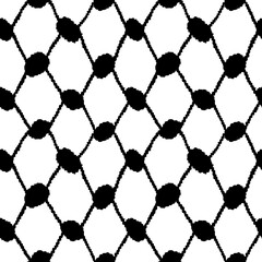 Keffiyeh Seamless Pattern. modern pattern endless checkered motif. Black and white contrast design. Simple geometric all over print block for apparel textile, ladies dress fabric, mens shirt, scarf. - 391970701