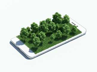 Forest emerging from a smartphone screen.