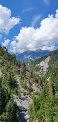Versam Switzerland July 2020 Mountain landscape and gorges in beautiful weather with blue sky