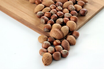 Almonds, nuts, on a table, dish, in a bowl.
