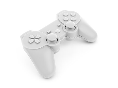 3d rendering white video game controller on white background