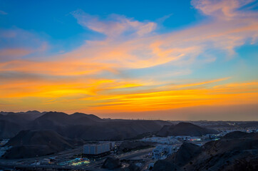 Orange & Blue Sky on a beautiful evening in Muscat, Oman.