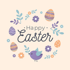 Happy Easter hand drawn modern calligraphy design vector illustration. Perfect for advertising, poster, announcement or greeting card.