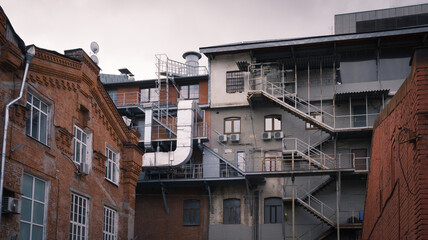 View of old factory structures