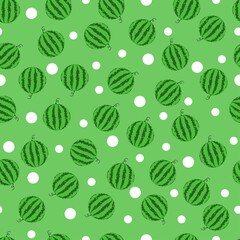 Watermelon and White Dot Seamless Pattern. Vector Design Illustration.