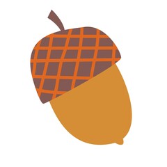 Cute modern acorn vector element. Isolated on white background vector for prints, poster, cute stationery, travel design. High quality illustration