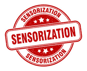 sensorization stamp. sensorization label. round grunge sign