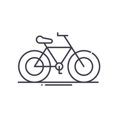 Bicycle icon, linear isolated illustration, thin line vector, web design sign, outline concept symbol with editable stroke on white background.