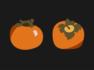 Autumn fruit persimmon vector illustration. Fresh and cute 