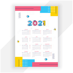 stylish 2021 calendar design in business style modern template