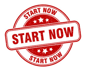 start now stamp. start now label. round grunge sign