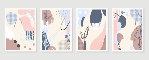 Abstract wall art vector collection.  Abstract organic shape Art design for poster, print, cover, wallpaper, Minimal and  natural wall art. Vector illustration.