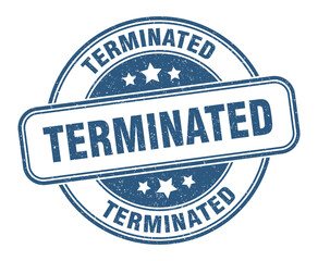 terminated stamp. terminated label. round grunge sign