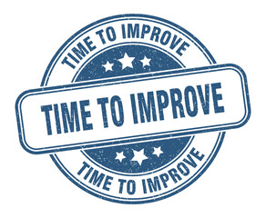 time to improve stamp. time to improve label. round grunge sign